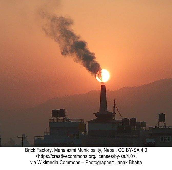 Image of smoke from brick factory in Nepal